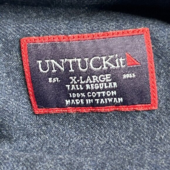 UNTUCKit Fuligni Shirt Mens XLT Regular Blue Flannel Long Sleeve Cotton New - Picture 8 of 11